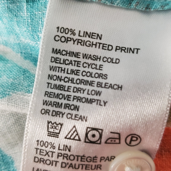 Tommy Bahama 100% Linen Multicolor Floral Short Sleeve Shirt Women's Size Large - Picture 6 of 6